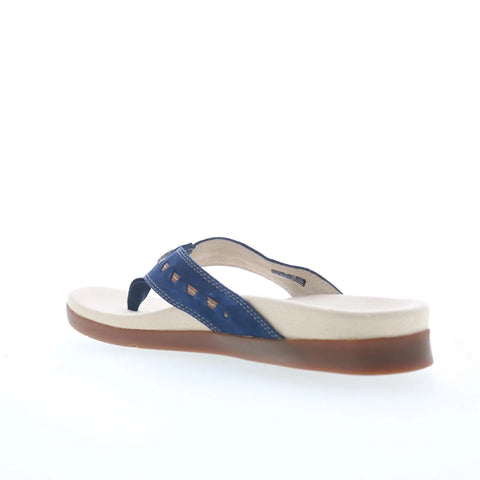 Spenco Laguna 22 SP1154NVY Womens Blue Wide Suede Flip-Flops Sandals Shoes