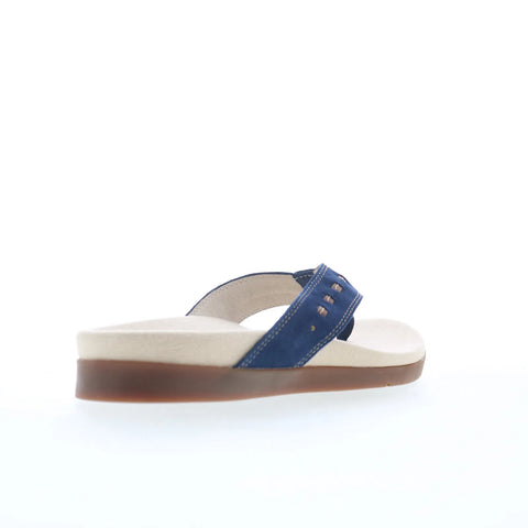Spenco Laguna 22 SP1154NVY Womens Blue Wide Suede Flip-Flops Sandals Shoes