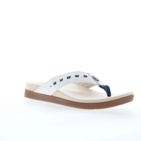 Spenco Laguna 22 SP1154WHT Womens White Wide Flip-Flops Sandals Shoes