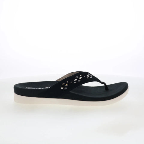 Spenco Laguna Stud SP1139BLK Womens Black Wide Flip-Flops Sandals Shoes