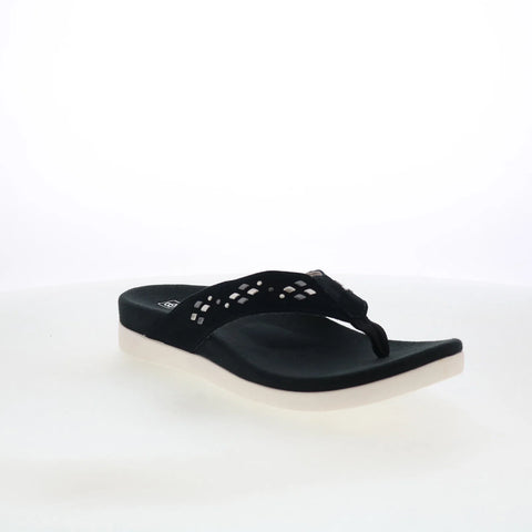 Spenco Laguna Stud SP1139BLK Womens Black Wide Flip-Flops Sandals Shoes