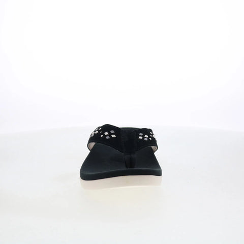 Spenco Laguna Stud SP1139BLK Womens Black Wide Flip-Flops Sandals Shoes