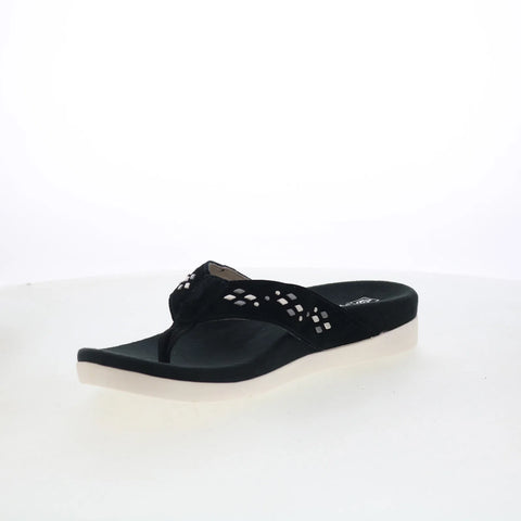 Spenco Laguna Stud SP1139BLK Womens Black Wide Flip-Flops Sandals Shoes