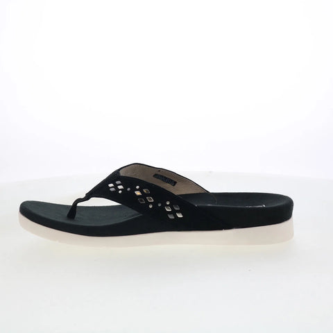 Spenco Laguna Stud SP1139BLK Womens Black Wide Flip-Flops Sandals Shoes