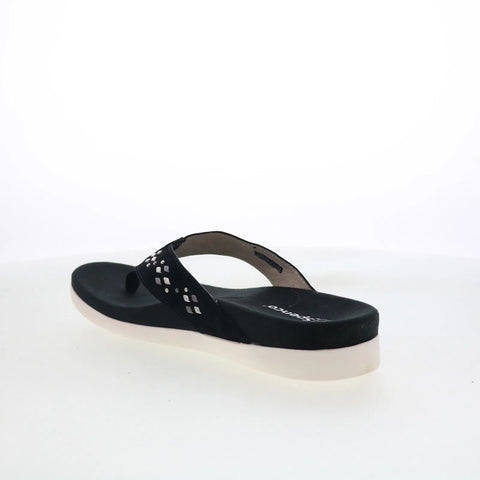Spenco Laguna Stud SP1139BLK Womens Black Wide Flip-Flops Sandals Shoes