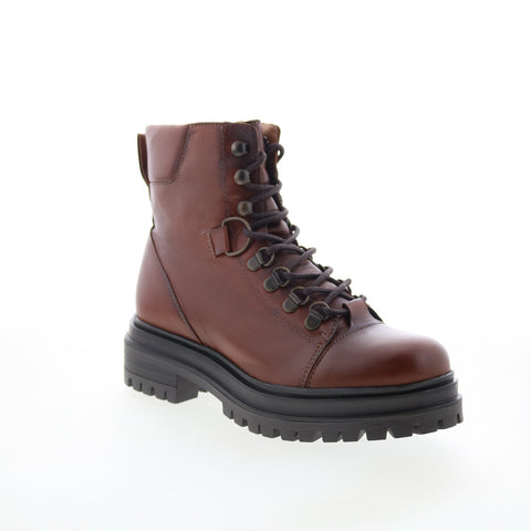 Miz Mooz Laight Womens Brown Leather Lace Up Casual Dress Boots