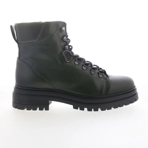 Miz Mooz Laight Womens Green Leather Lace Up Ankle & Booties Boots