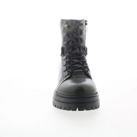 Miz Mooz Laight Womens Green Leather Lace Up Ankle & Booties Boots