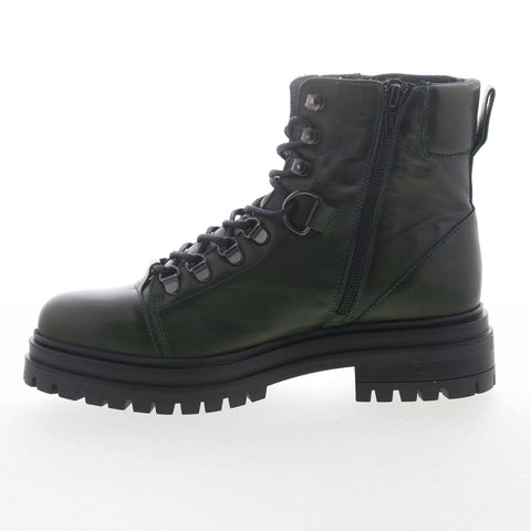 Miz Mooz Laight Womens Green Leather Lace Up Ankle & Booties Boots