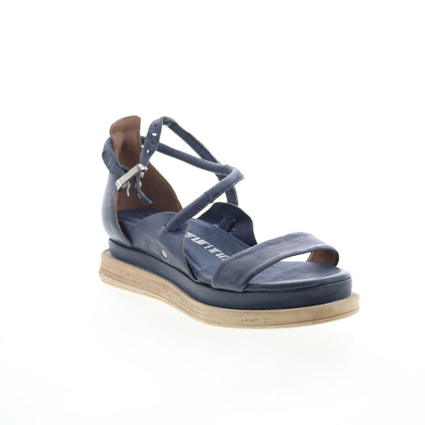 A.S. 98 Laike Womens Black Leather Hook & Loop Platform Sandals Shoes