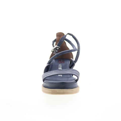 A.S. 98 Laike Womens Black Leather Hook & Loop Platform Sandals Shoes