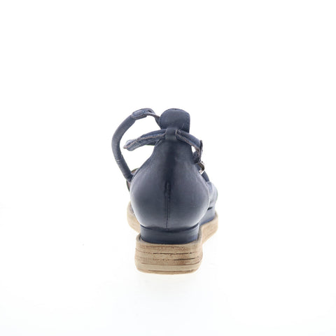A.S. 98 Laike Womens Black Leather Hook & Loop Platform Sandals Shoes
