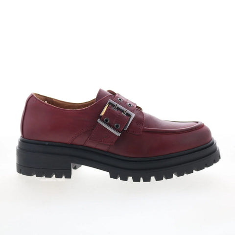 Miz Mooz Lakelan Womens Brown Leather Hook & Loop Loafer Flats Shoes