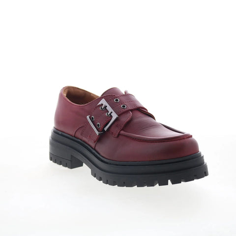 Miz Mooz Lakelan Womens Brown Leather Hook & Loop Loafer Flats Shoes