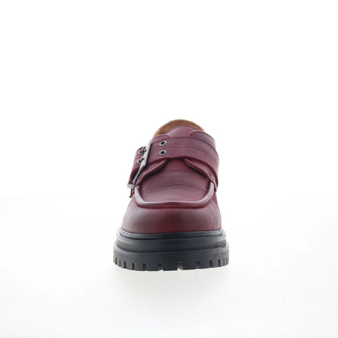 Miz Mooz Lakelan Womens Brown Leather Hook & Loop Loafer Flats Shoes