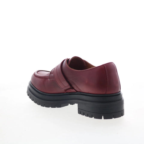 Miz Mooz Lakelan Womens Brown Leather Hook & Loop Loafer Flats Shoes