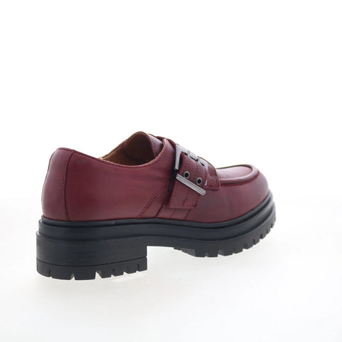Miz Mooz Lakelan Womens Brown Leather Hook & Loop Loafer Flats Shoes