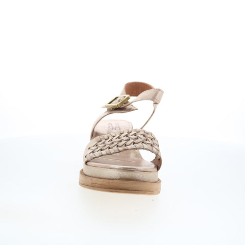 A.S. 98 Landon Womens Gold Leather Hook & Loop Strap Sandals Shoes