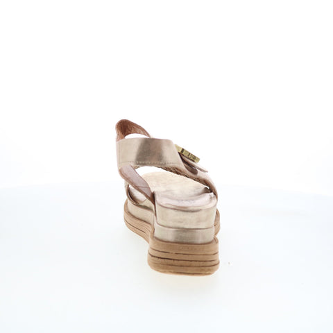 A.S. 98 Landon Womens Gold Leather Hook & Loop Strap Sandals Shoes