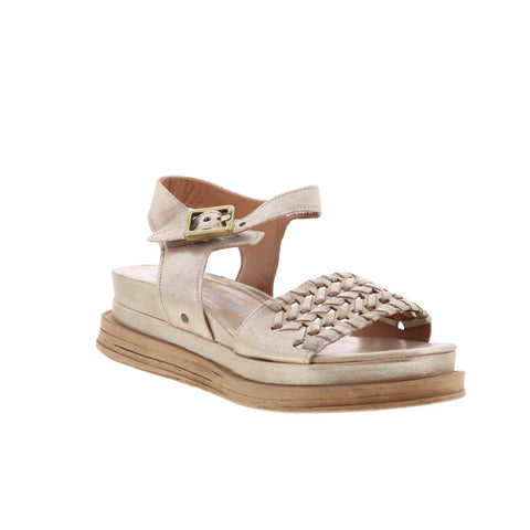 A.S. 98 Landon Womens Gold Leather Hook & Loop Strap Sandals Shoes
