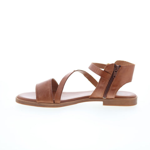 Miz Mooz Landyn Womens Brown Leather Hook & Loop Strap Sandals Shoes