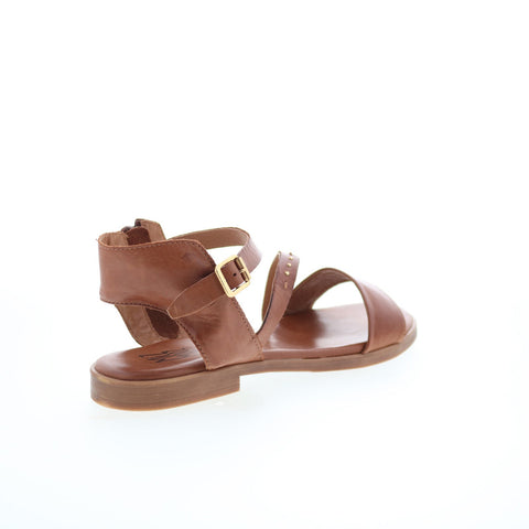 Miz Mooz Landyn Womens Brown Leather Hook & Loop Strap Sandals Shoes