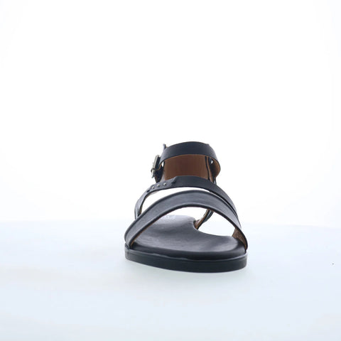 Miz Mooz Landyn Womens Black Leather Zipper Strap Sandals Shoes