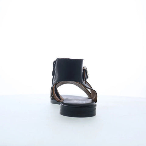 Miz Mooz Landyn Womens Black Leather Zipper Strap Sandals Shoes
