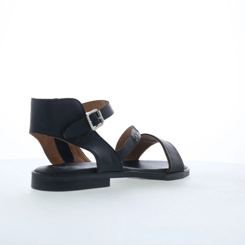 Miz Mooz Landyn Womens Black Leather Zipper Strap Sandals Shoes