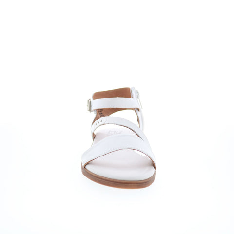 Miz Mooz Landyn Womens White Leather Hook & Loop Strap Sandals Shoes