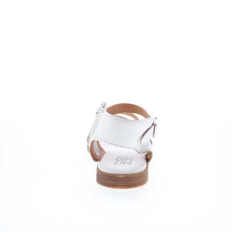 Miz Mooz Landyn Womens White Leather Hook & Loop Strap Sandals Shoes
