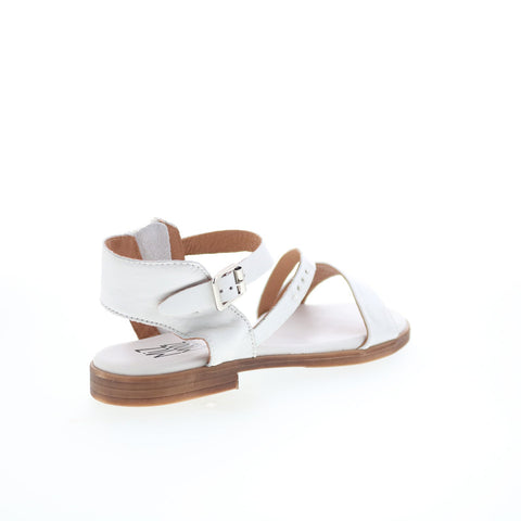 Miz Mooz Landyn Womens White Leather Hook & Loop Strap Sandals Shoes