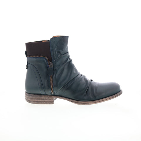 Miz Mooz Laney Womens Blue Leather Zipper Ankle & Booties Boots