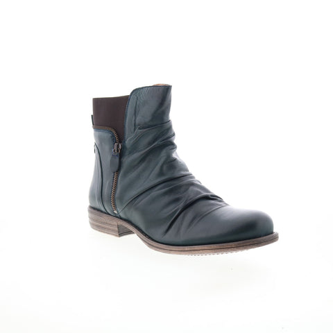 Miz Mooz Laney Womens Blue Leather Zipper Ankle & Booties Boots
