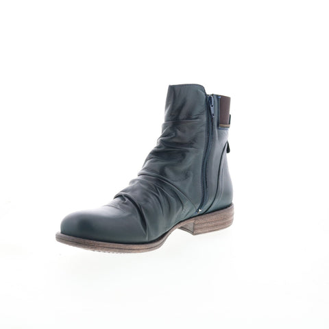 Miz Mooz Laney Womens Blue Leather Zipper Ankle & Booties Boots