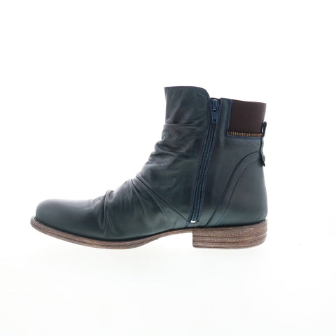 Miz Mooz Laney Womens Blue Leather Zipper Ankle & Booties Boots