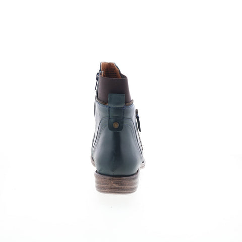 Miz Mooz Laney Womens Blue Leather Zipper Ankle & Booties Boots