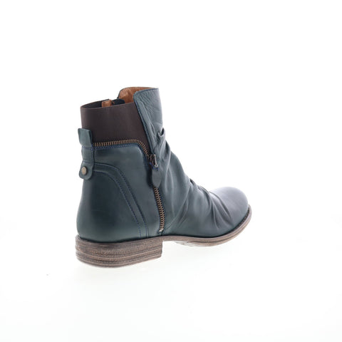 Miz Mooz Laney Womens Blue Leather Zipper Ankle & Booties Boots
