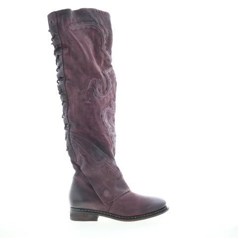 A.S. 98 Lange Womens Burgundy Leather Zipper Knee High Boots