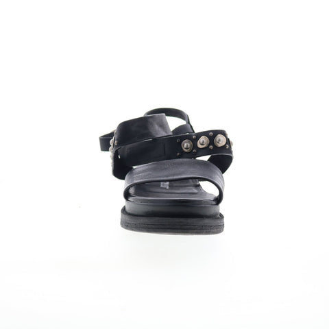 A.S. 98 Larkie Womens Black Leather Hook & Loop Platform Sandals Shoes