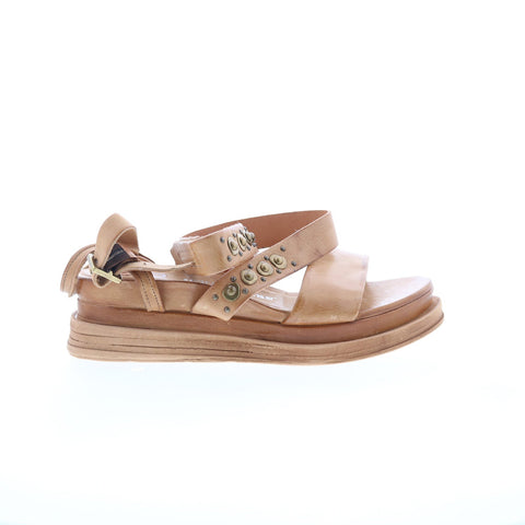 A.S. 98 Larkie Womens Brown Leather Hook & Loop Platform Sandals Shoes