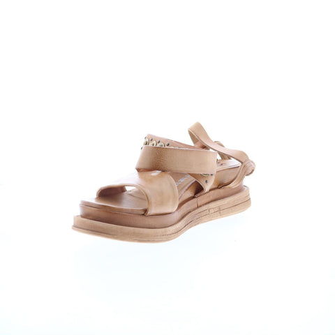 A.S. 98 Larkie Womens Brown Leather Hook & Loop Platform Sandals Shoes