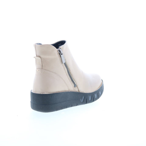 Miz Mooz Lass Womens Beige Leather Zipper Ankle & Booties Boots