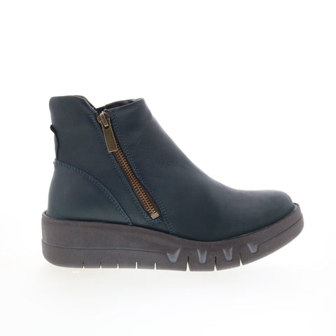Miz Mooz Lass Womens Blue Leather Zipper Ankle & Booties Boots