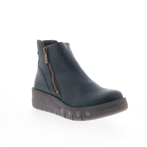 Miz Mooz Lass Womens Blue Leather Zipper Ankle & Booties Boots