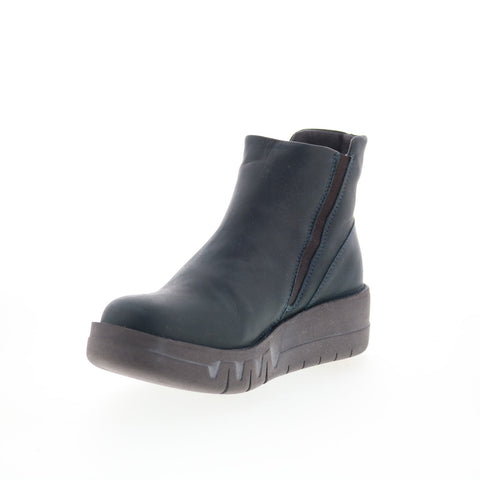 Miz Mooz Lass Womens Blue Leather Zipper Ankle & Booties Boots