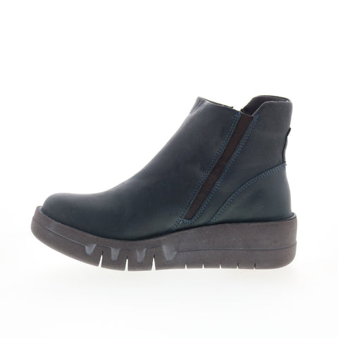 Miz Mooz Lass Womens Blue Leather Zipper Ankle & Booties Boots