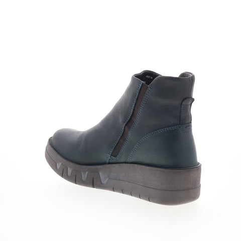 Miz Mooz Lass Womens Blue Leather Zipper Ankle & Booties Boots
