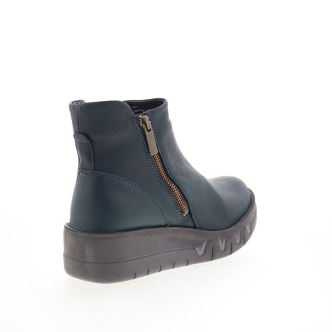 Miz Mooz Lass Womens Blue Leather Zipper Ankle & Booties Boots