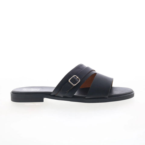 Miz Mooz Latreece Womens Black Leather Slip On Slides Sandals Shoes